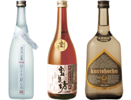 Kuri (chestnut) shochu Okuri okura / Hadaka mugi (Naked barley) shochu Hosenbo / Kuri (chestnut) shochu Himebayashi (Long-term aged for over five years)