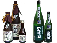 （左）JAS有機栽培 山田錦 純米大吟醸 袋しぼり 中取り（右）平井城 純米吟醸 超辛口 舞風